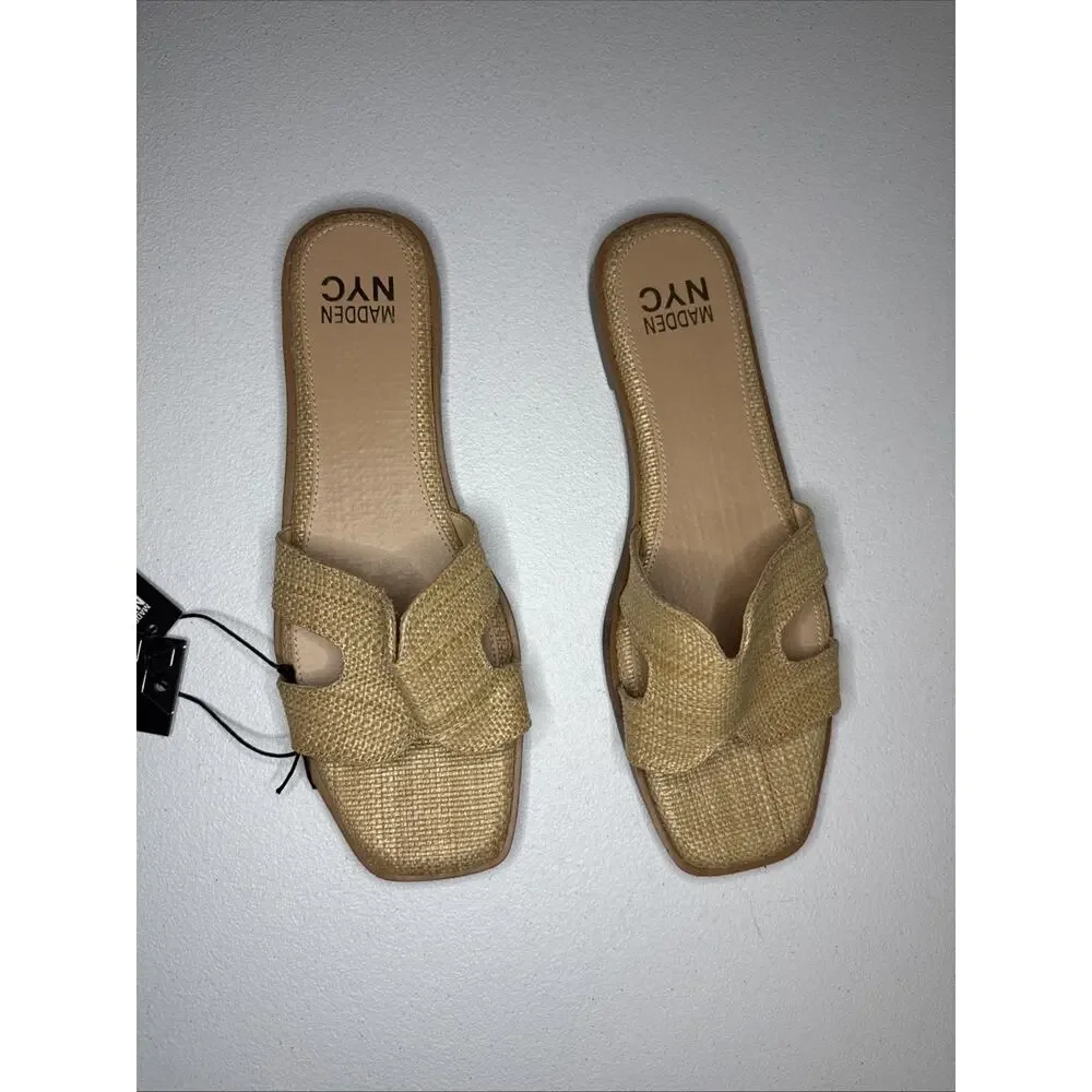 Madden NYC Women’s Classic RAFFIA Flat Slide Sandals Size 10 - Picture 3 of 5